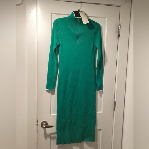 Sweaty Betty Dresses & Skirts - NWT Sweaty Betty Size 6 Frame Knitted Midi Dress Vivid Green